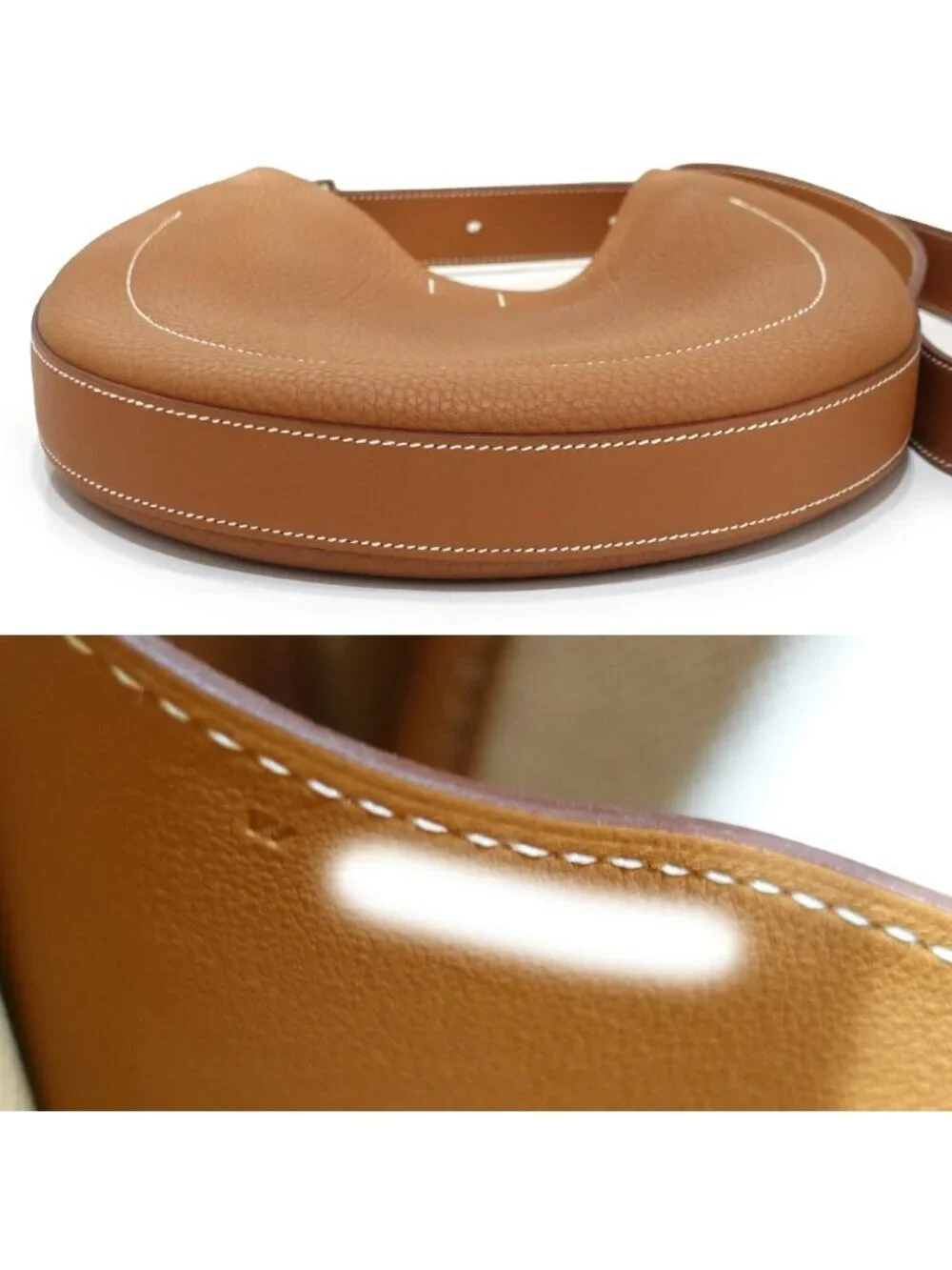 Hermes Arson Shoulder Bag Togo Leather Gold White Stitching Brown